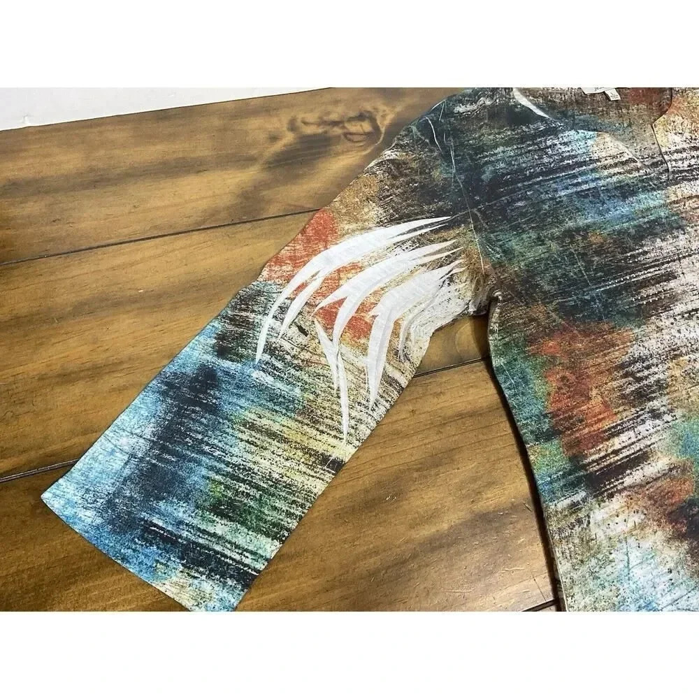 Jess and Jane Womens Large Watercolor Abstract Rhinestone Print Tunic Top - Picture 3 of 11